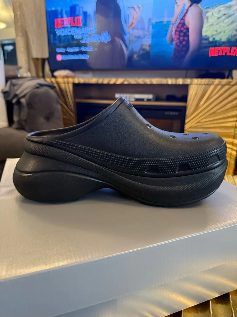 Balenciaga Black Platform Clog Boat Shoes
